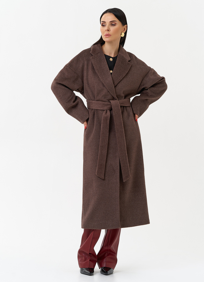 Женское пальто с английским воротником модель № 30198 меха малина