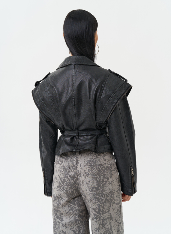 Куртка женская из эко кожи в стиле ретро