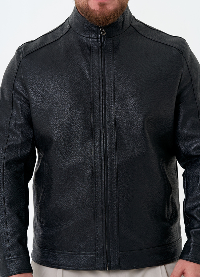 Мужская куртка из эко кожи черного цвета модель № 32879 универмаг малина
