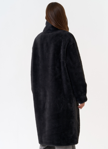 Женская шуба из эко меха с воротником стойкой