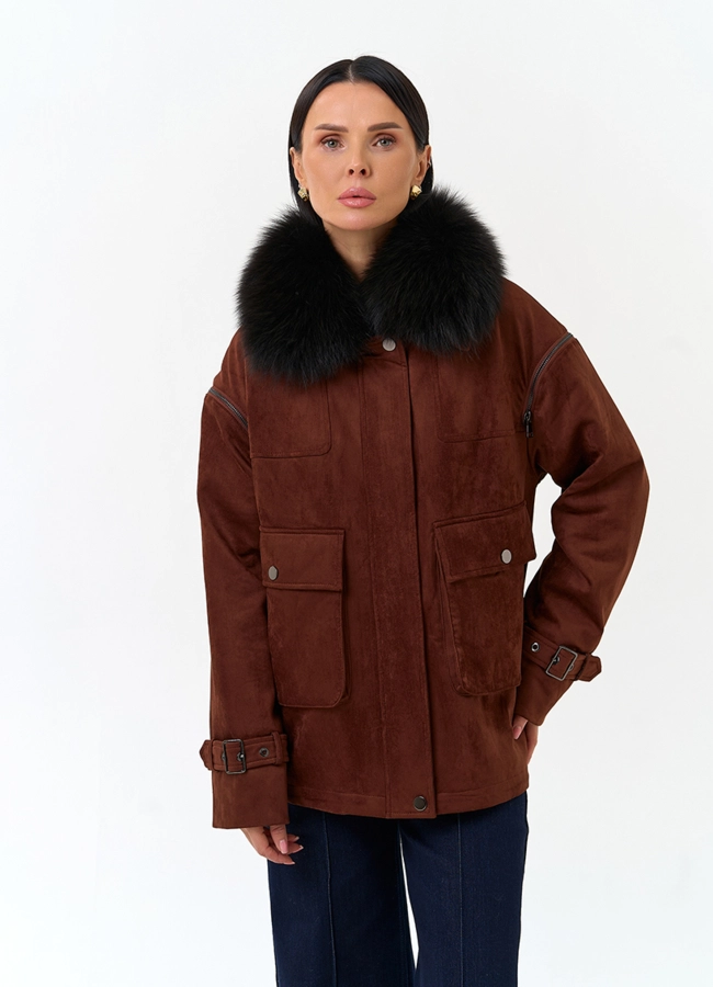 Женская куртка из эко замши модель № 34096 универмаг малина фото