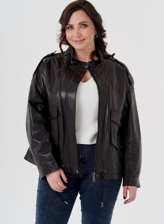 Куртка из натуральной кожи черного цвета