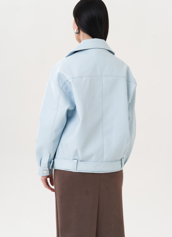 Куртка "косуха" голубого цвета из эко кожи